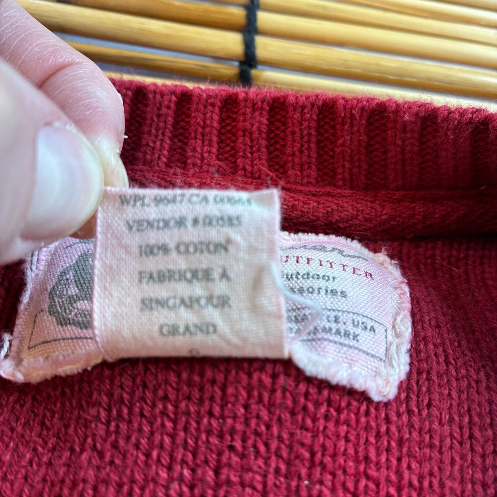 Eddie Bauer Mens Large Tall Red Cotton Crew Neck Sweater Outdoor Outfitter L T - Picture 7 of 9